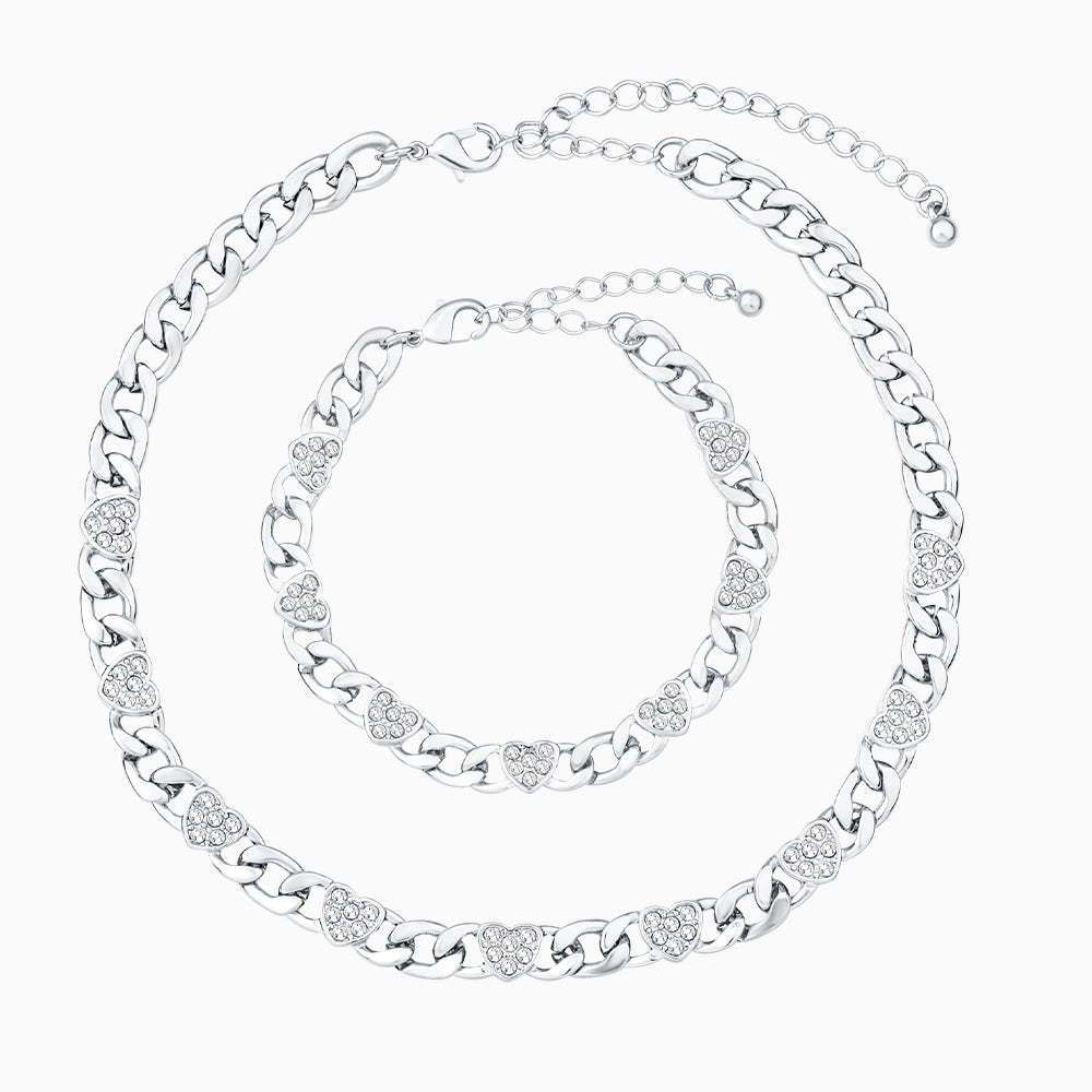 Vienna Paved Hearts Jewelry Set-Mix MIx Style