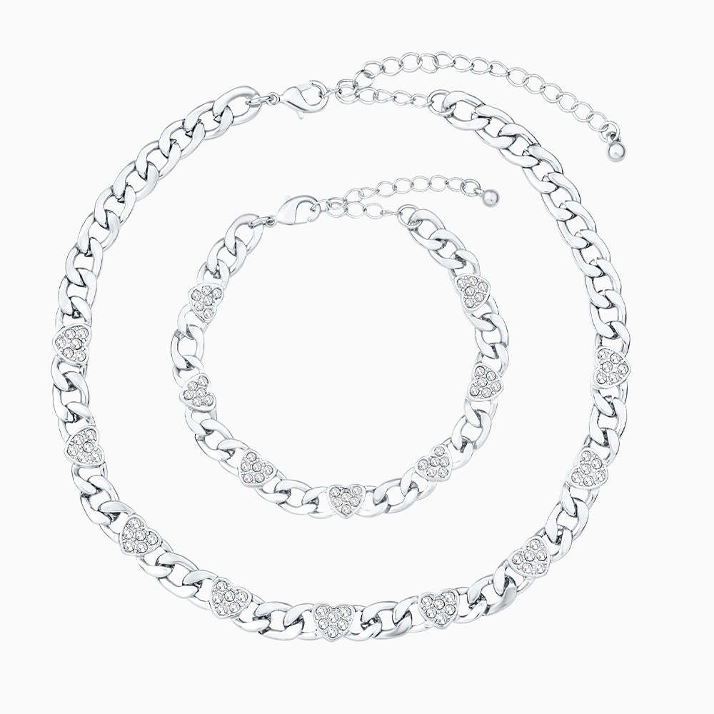 Vienna Paved Hearts Jewelry Set-Mix MIx Style
