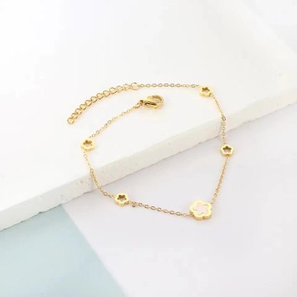 White Shell Flower Necklace & Bracelet 2 Pc Set - Natural Shell 18k Gold Plated | Mix Mix Style [Hot Seller]-Mix MIx Style