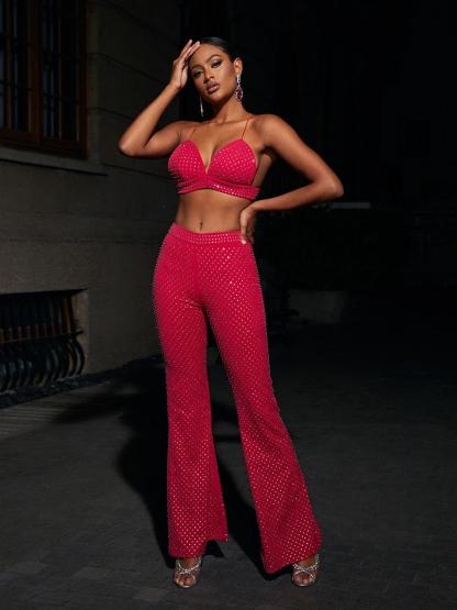 Hot Pink Embellished Blazer Three Piece Set | Mix Mix Style [Hot Seller]-Mix MIx Style
