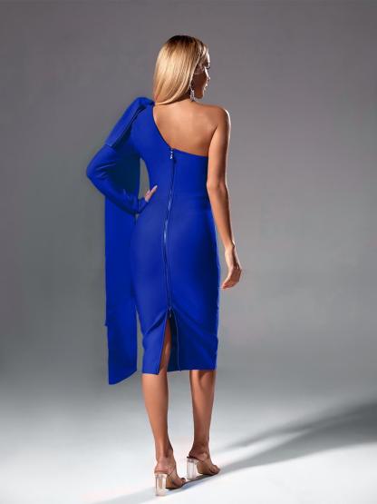 Willow One Shoulder Bandage Midi Dress In Royal Blue-Mix MIx Style