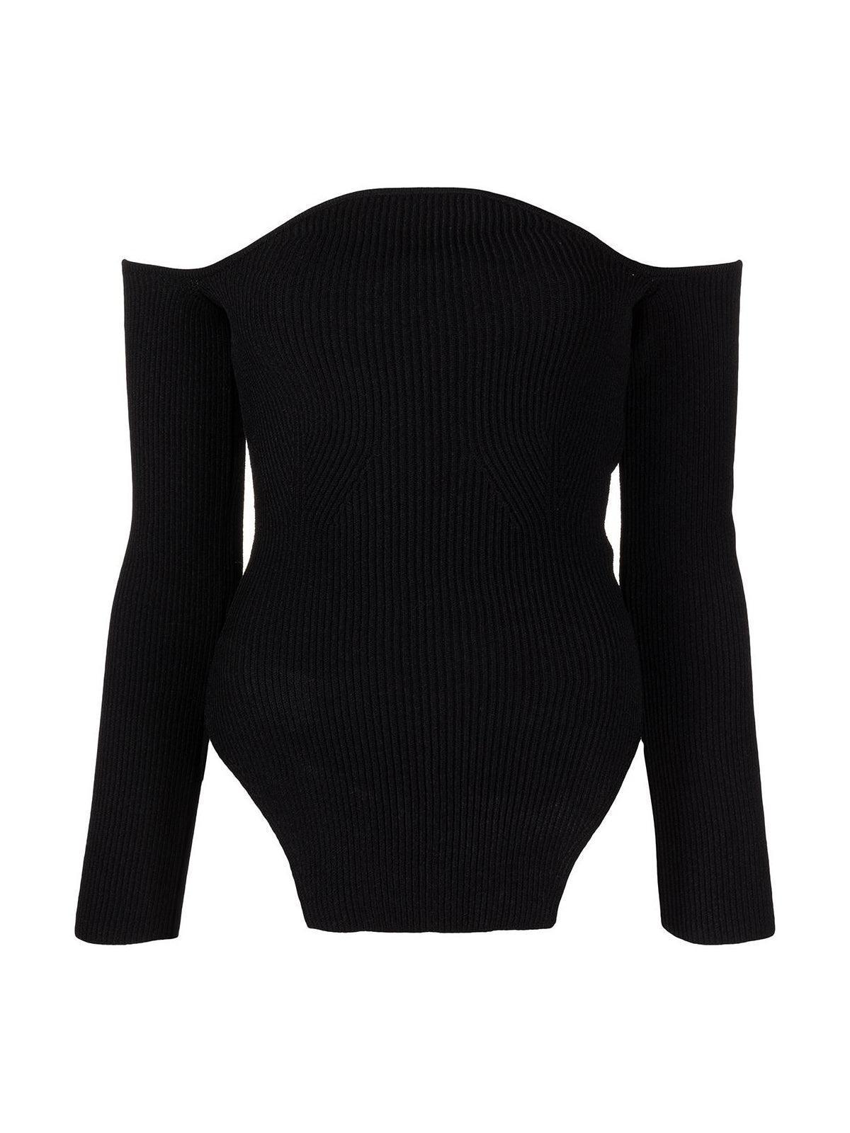 Wynn Off Shoulder Knit Top In Black-Mix MIx Style