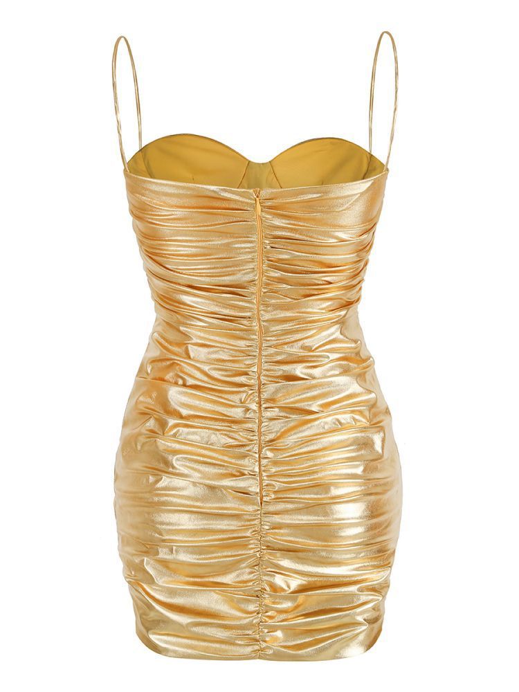 Xanthippe Metallic Ruched Mini Dress-Mix MIx Style