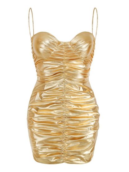 Xanthippe Metallic Ruched Mini Dress-Mix MIx Style