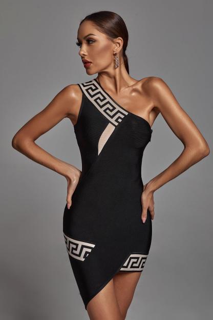 Black One Shoulder Cocktail Mini Dress | Mix Mix Style [Hot Seller]-Mix MIx Style