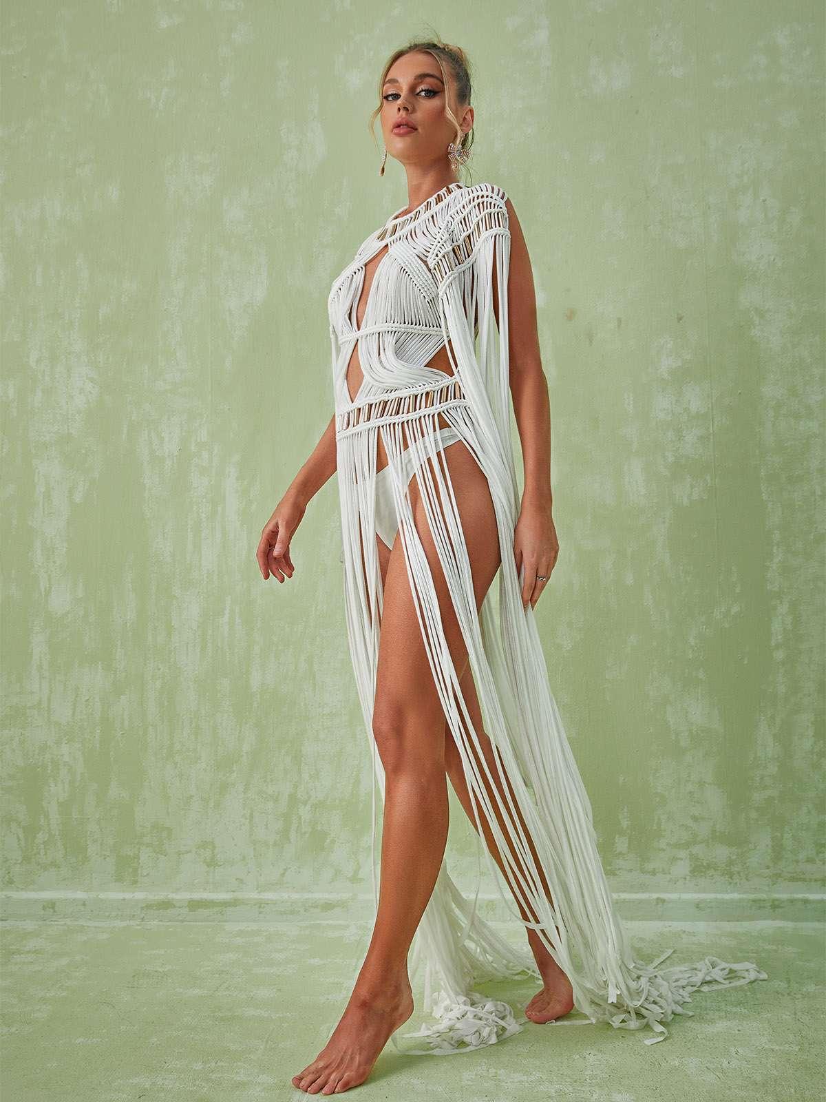 Zuzu Fringe Cutout Maxi Dress-Mix MIx Style