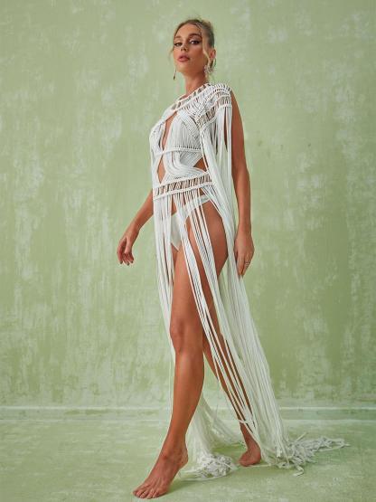 Zuzu Fringe Cutout Maxi Dress-Mix MIx Style