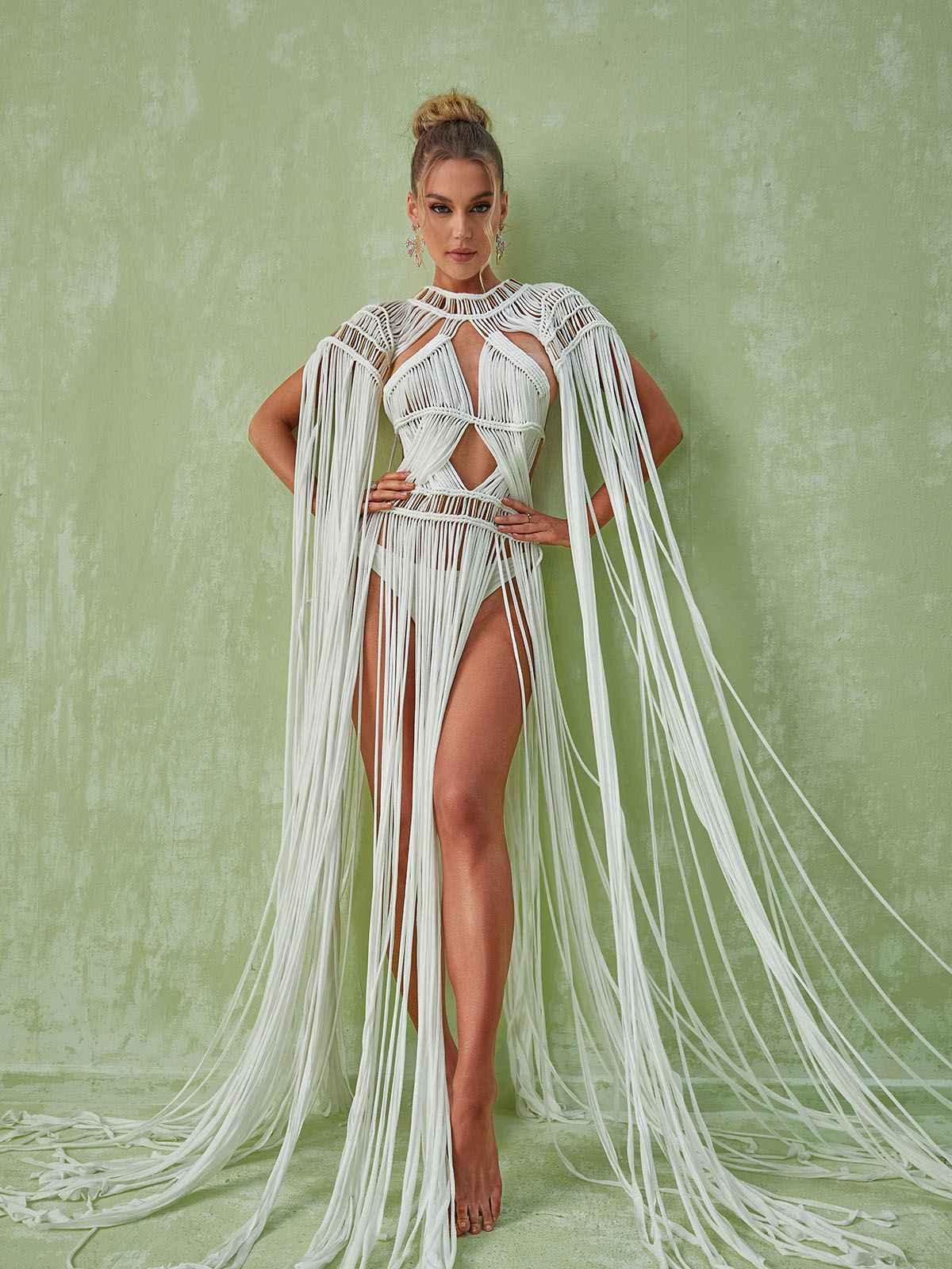 Zuzu Fringe Cutout Maxi Dress-Mix MIx Style