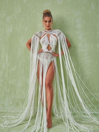 Zuzu Fringe Cutout Maxi Dress-Mix MIx Style