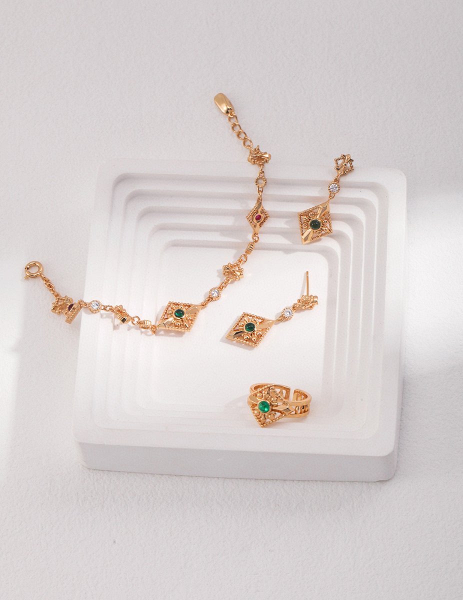 Green Moissanite Pendant 18K Gold Plated Earrings | Mix Mix Style [Hot Seller]-Mix MIx Style