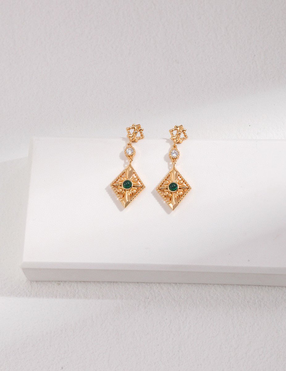 Green Moissanite Pendant 18K Gold Plated Earrings | Mix Mix Style [Hot Seller]-Mix MIx Style