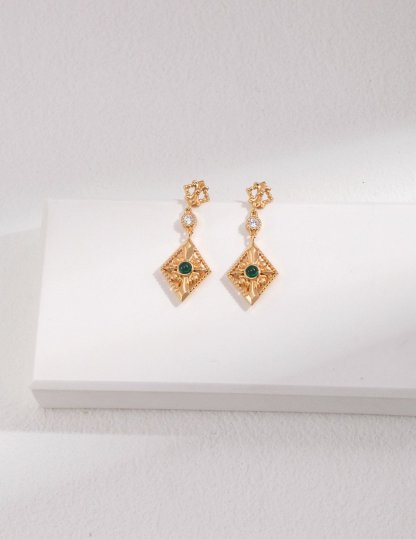 Green Moissanite Pendant 18K Gold Plated Earrings | Mix Mix Style [Hot Seller]-Mix MIx Style