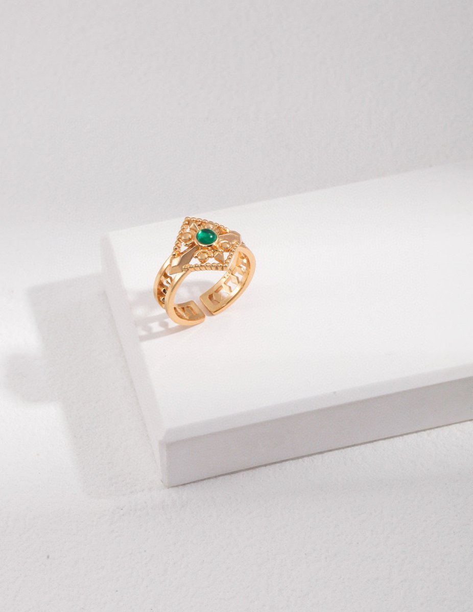 Emerald Moissanite 18K Gold Plated Ring | Mix Mix Style [Hot Seller]-Mix MIx Style