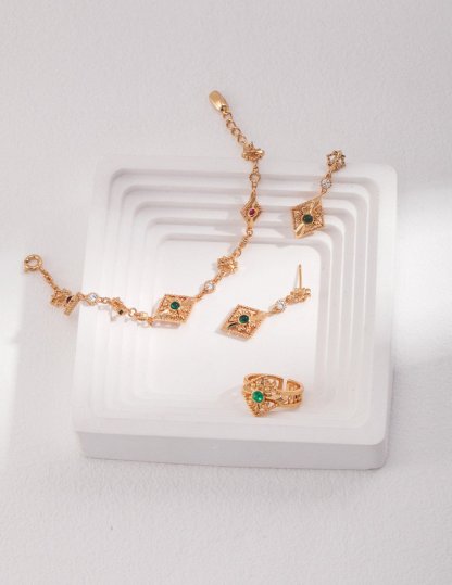 Emerald Moissanite 18K Gold Plated Ring | Mix Mix Style [Hot Seller]-Mix MIx Style