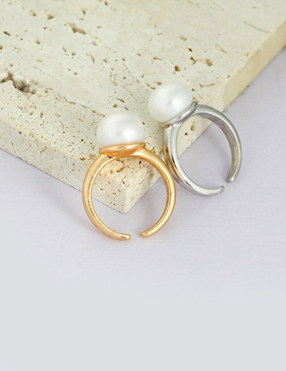 Freshwater Akoya Pearl Solitaire Ring | Mix Mix Style [Hot Seller]-Mix MIx Style
