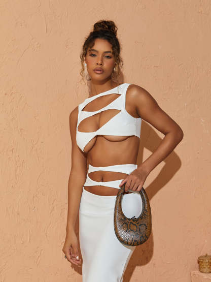 Cutout Bandage Set In White | Mix Mix Style [Hot Seller]-Mix MIx Style
