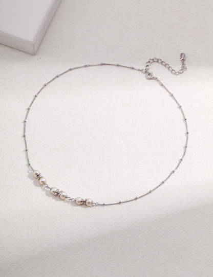 Sterling Silver and Freshwater Akoya Pearl Necklace | Mix Mix Style [Hot Seller]-Mix MIx Style