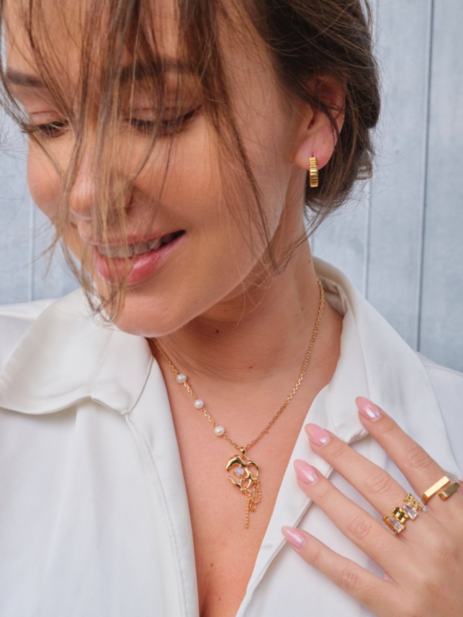 Love Heart Pendant with Opal Gemstone and Pearl Necklaces | Mix Mix Style [Hot Seller]-Mix MIx Style