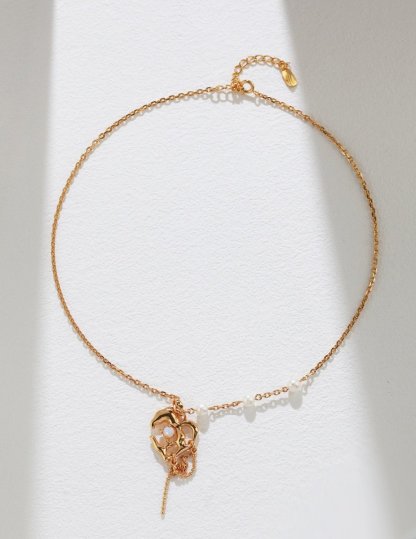 Love Heart Pendant with Opal Gemstone and Pearl Necklaces | Mix Mix Style [Hot Seller]-Mix MIx Style