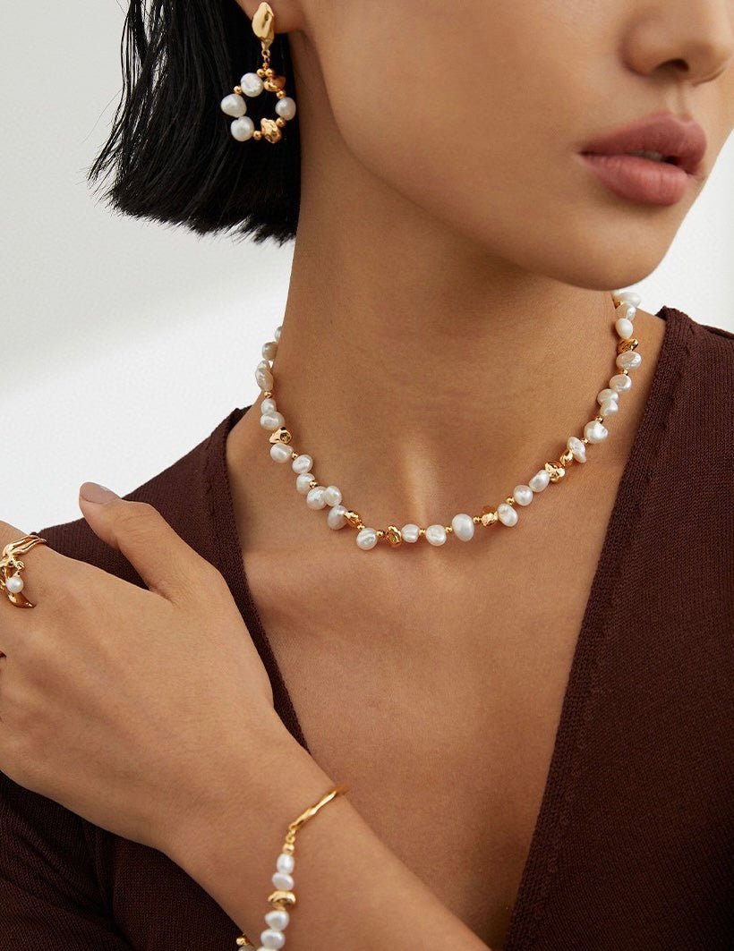 Freshwater Pearl 18K Gold Plated Necklace | Mix Mix Style [Hot Seller]-Mix MIx Style