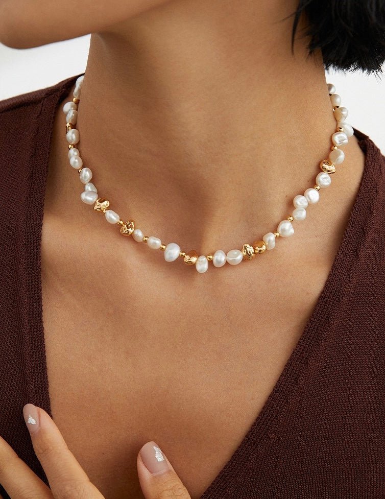 Freshwater Pearl 18K Gold Plated Necklace | Mix Mix Style [Hot Seller]-Mix MIx Style
