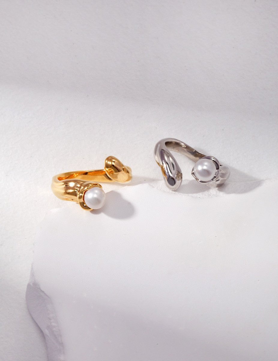 Freshwater Akoya Pearl and Sterling Silver Adjustable Ring | Mix Mix Style [Hot Seller]-Mix MIx Style