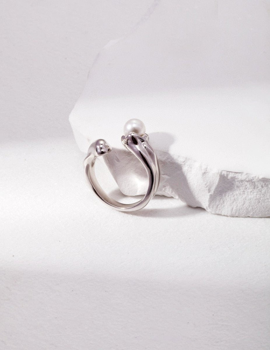 Freshwater Akoya Pearl and Sterling Silver Adjustable Ring | Mix Mix Style [Hot Seller]-Mix MIx Style