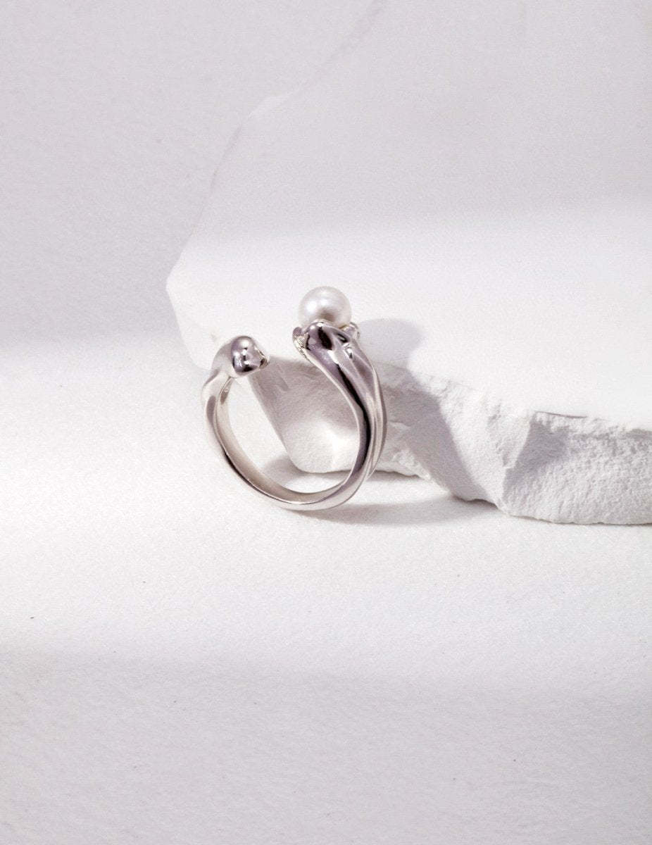 Freshwater Akoya Pearl and Sterling Silver Adjustable Ring | Mix Mix Style [Hot Seller]-Mix MIx Style