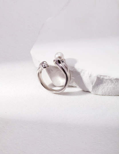 Freshwater Akoya Pearl and Sterling Silver Adjustable Ring | Mix Mix Style [Hot Seller]-Mix MIx Style
