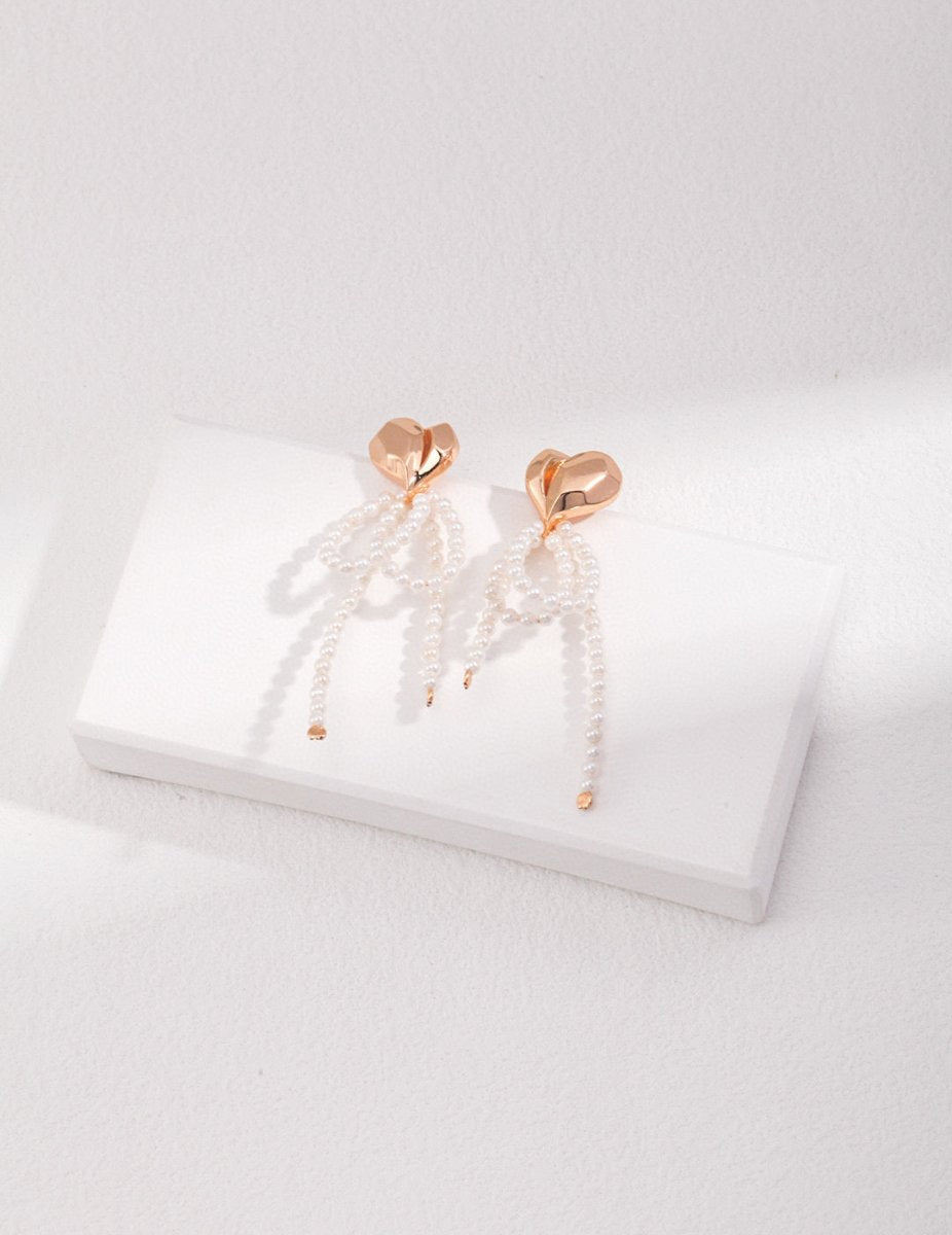 Love Heart and Freshwater Pearl Earrings | Mix Mix Style [Hot Seller]-Mix MIx Style