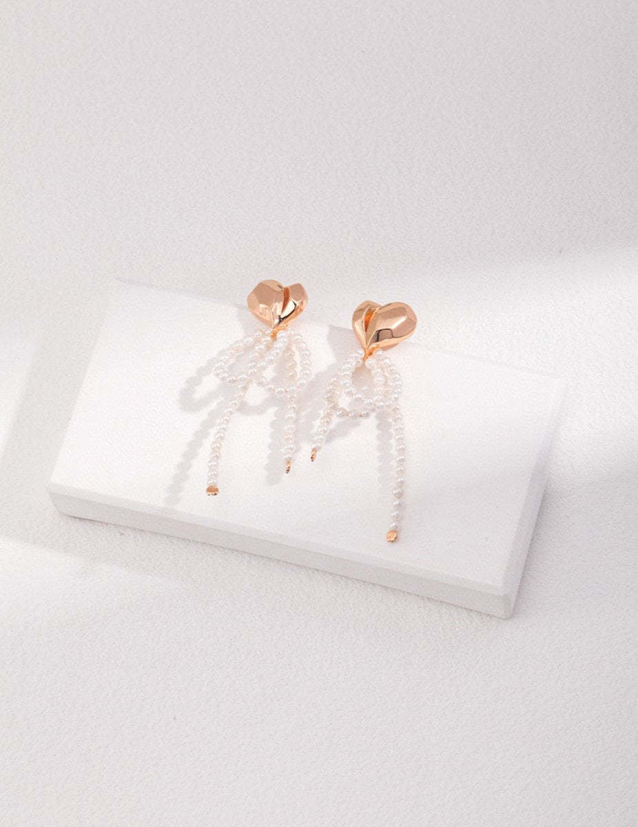 Love Heart and Freshwater Pearl Earrings | Mix Mix Style [Hot Seller]-Mix MIx Style