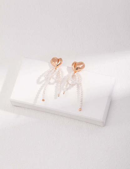 Love Heart and Freshwater Pearl Earrings | Mix Mix Style [Hot Seller]-Mix MIx Style