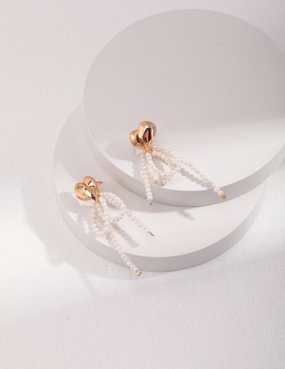 Love Heart and Freshwater Pearl Earrings | Mix Mix Style [Hot Seller]-Mix MIx Style