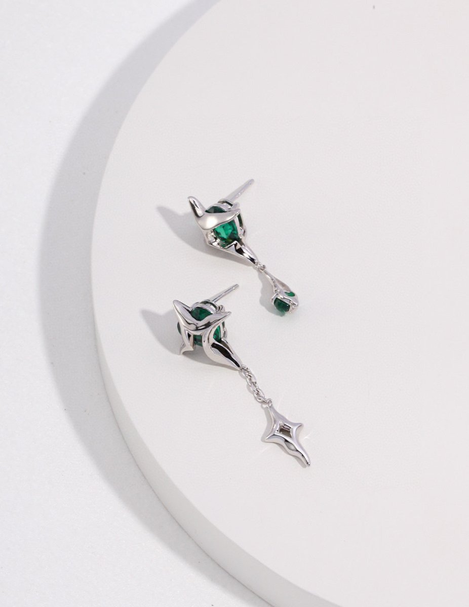 Arizona - Four-pointed Star Green Strawberry Quartz Earrings | Mix Mix Style [Hot Seller]-Mix MIx Style