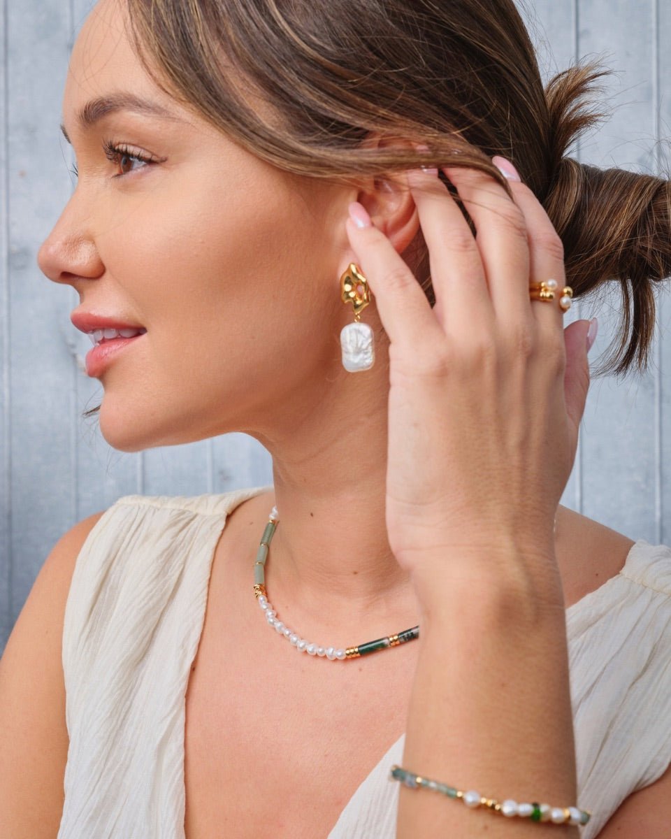 Green Quartz and Akoya Pearl Necklace | Mix Mix Style [Hot Seller]-Mix MIx Style
