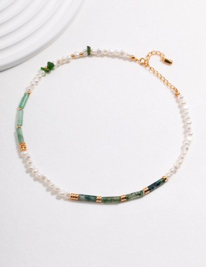 Green Quartz and Akoya Pearl Necklace | Mix Mix Style [Hot Seller]-Mix MIx Style