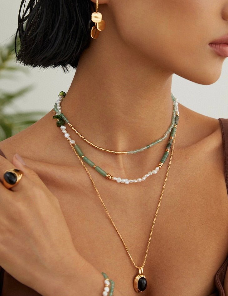 s925 Sterling Silver and Green Natural Gems Necklace | Mix Mix Style [Hot Seller]-Mix MIx Style