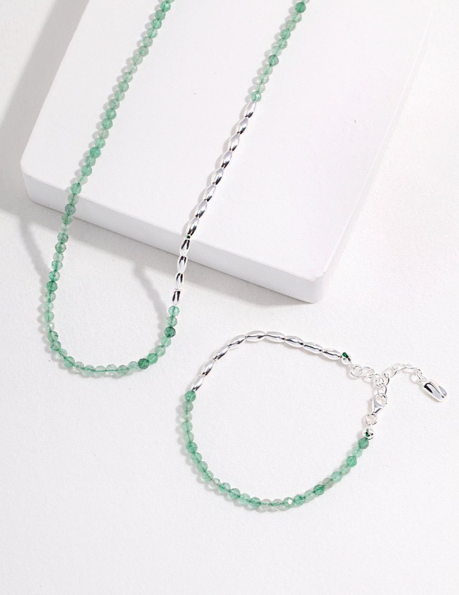 s925 Sterling Silver and Green Natural Gems Necklace | Mix Mix Style [Hot Seller]-Mix MIx Style