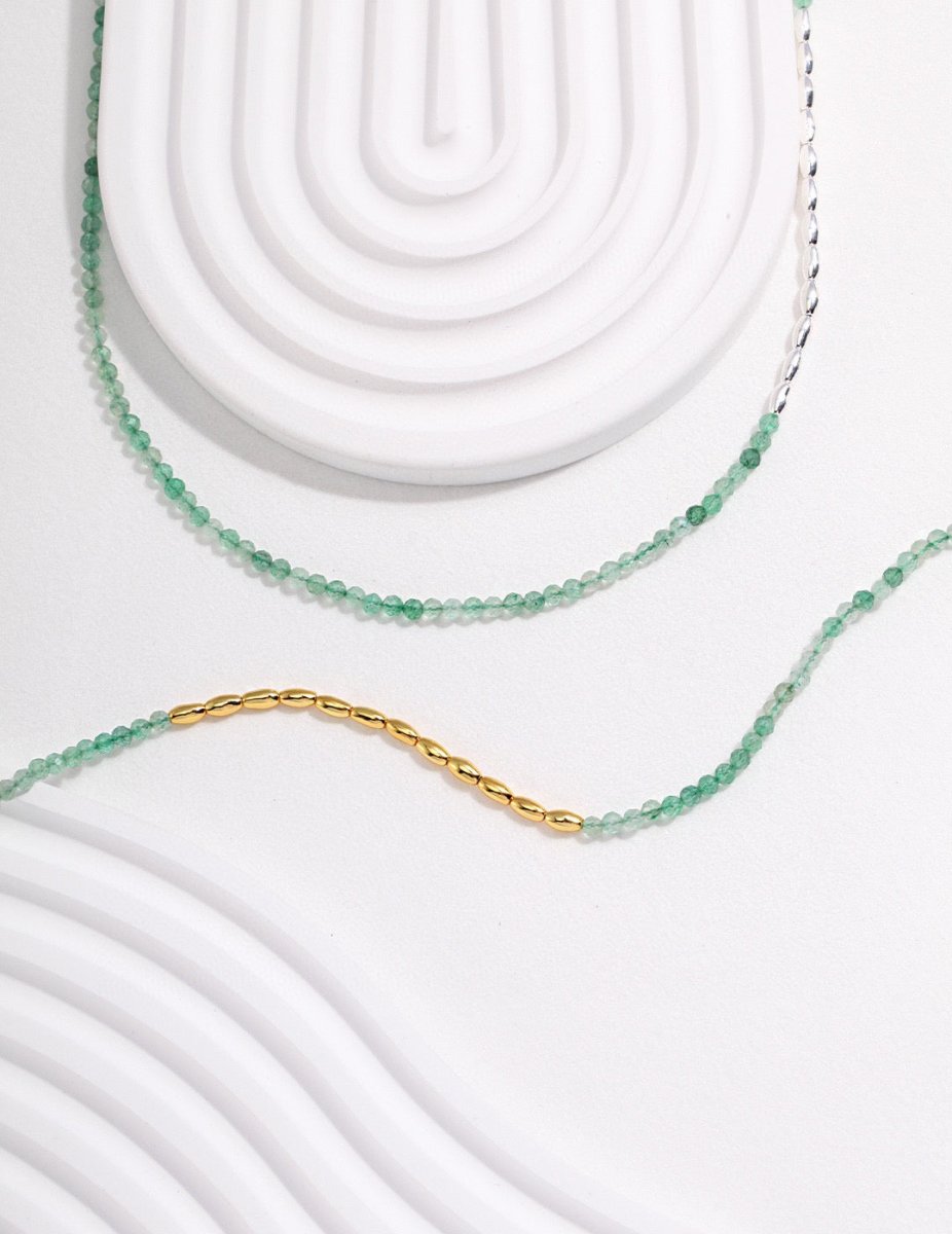 s925 Sterling Silver and Green Natural Gems Necklace | Mix Mix Style [Hot Seller]-Mix MIx Style