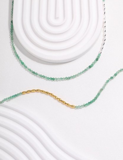s925 Sterling Silver and Green Natural Gems Necklace | Mix Mix Style [Hot Seller]-Mix MIx Style