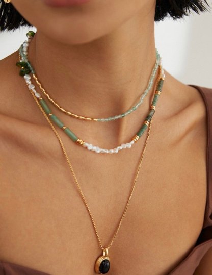 s925 Sterling Silver and Green Natural Gems Necklace | Mix Mix Style [Hot Seller]-Mix MIx Style