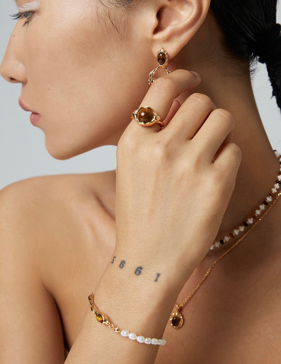 Tiger Eye Stone and Akoya Pearl Bracelet | Mix Mix Style [Hot Seller]-Mix MIx Style