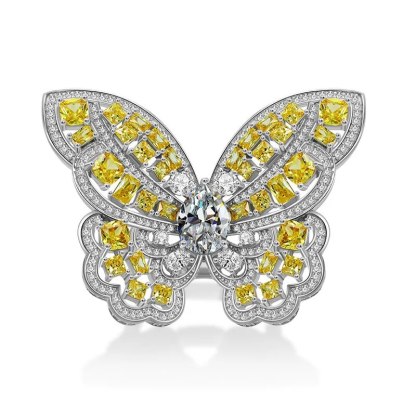 Butterfly Moissanite Diamond yellow diamond Ring Mix Mix Style [Hot Seller]-Mix MIx Style