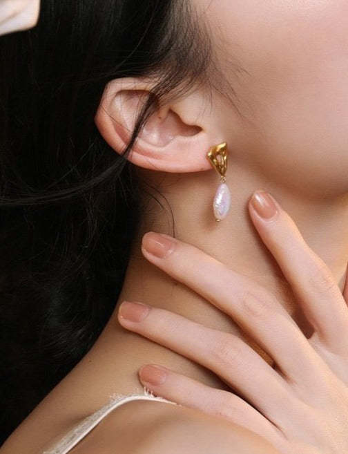 Classic Mabe Pearl Pendant 18k Gold Plated Earrings | Mix Mix Style [Hot Seller]-Mix MIx Style