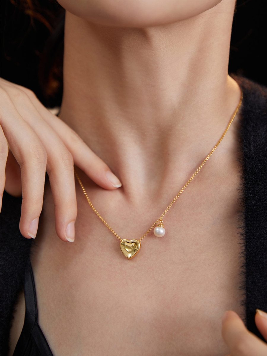 Akoya Pearl Love Heart Pendant 925 Sterling Silver Necklace | Mix Mix Style [Hot Seller]-Mix MIx Style
