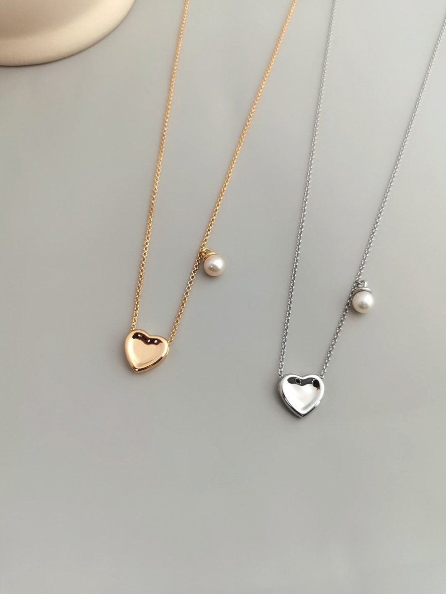 Akoya Pearl Love Heart Pendant 925 Sterling Silver Necklace | Mix Mix Style [Hot Seller]-Mix MIx Style