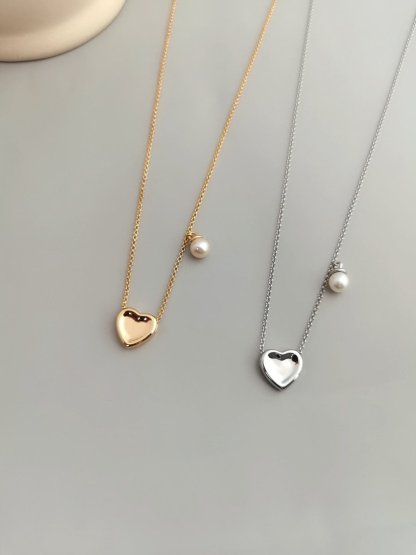 Akoya Pearl Love Heart Pendant 925 Sterling Silver Necklace | Mix Mix Style [Hot Seller]-Mix MIx Style