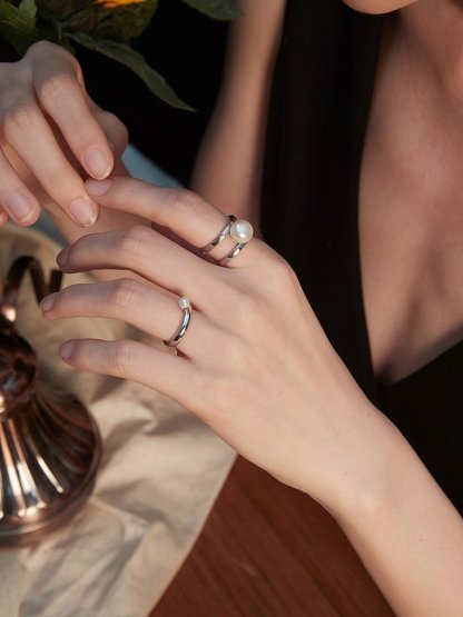 Timeless 925 Sterling Silver and Akoya Pearl Ring | Mix Mix Style [Hot Seller]-Mix MIx Style