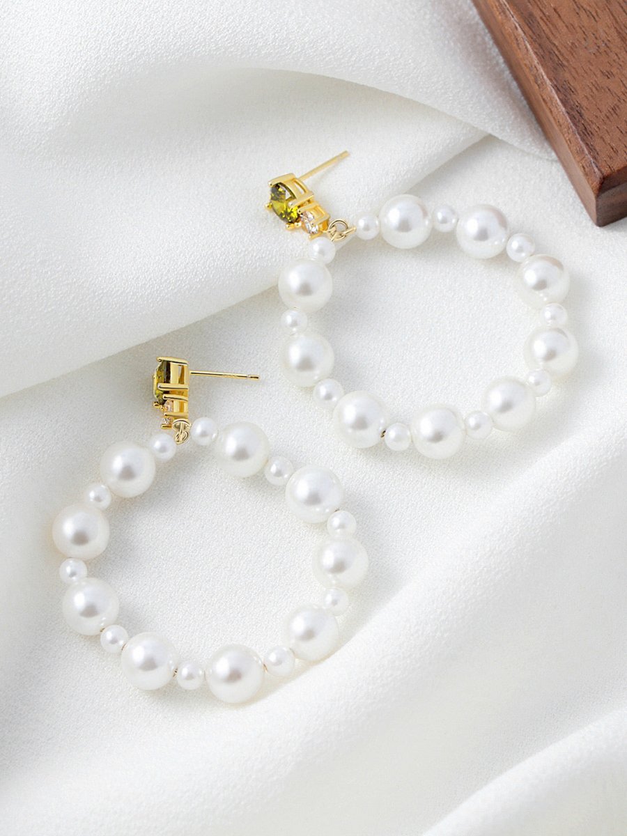 Large Akoya Pearls Hoop Sterling Silver and Moissanite Earrings | Mix Mix Style [Hot Seller]-Mix MIx Style