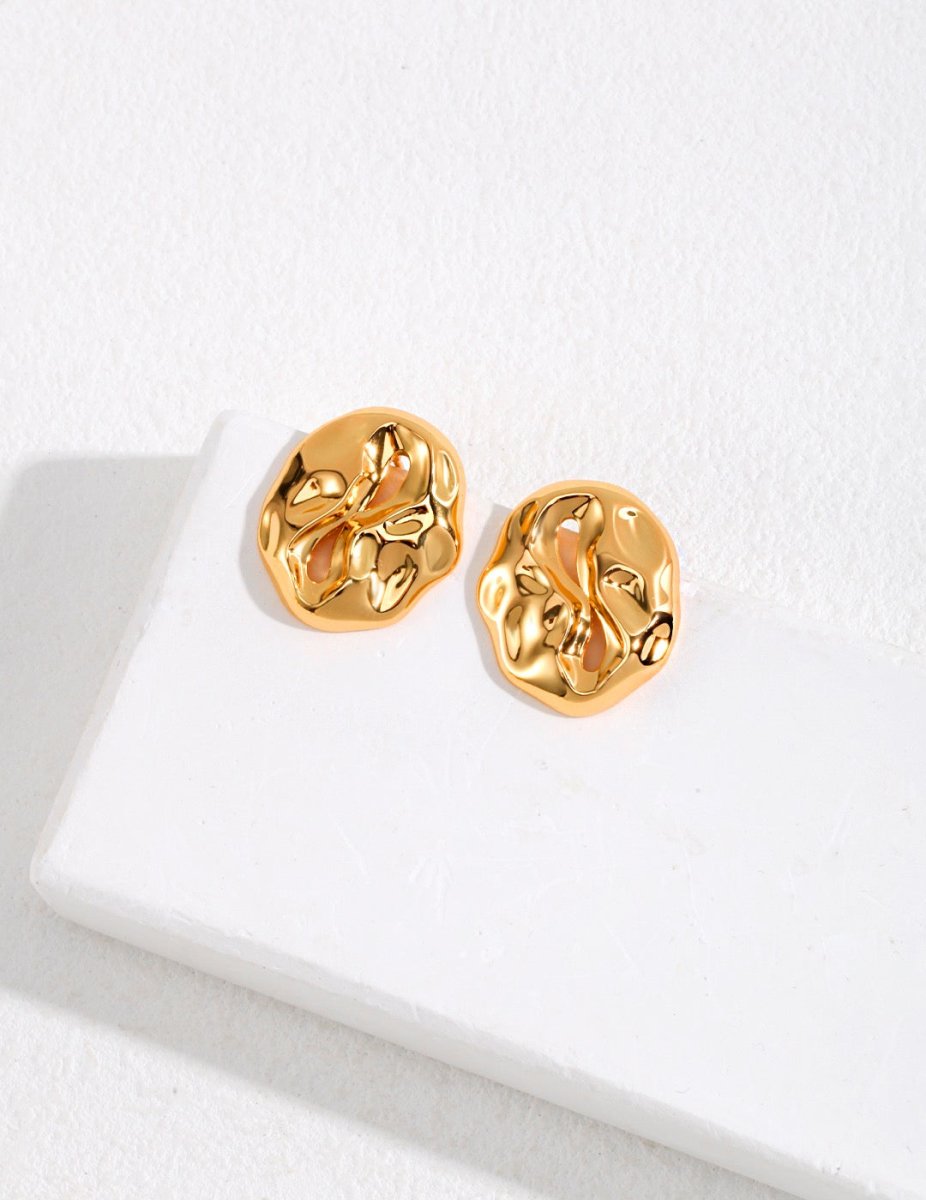 Simple Style Irregular Sterling Silver Button Earrings | Mix Mix Style [Hot Seller]-Mix MIx Style